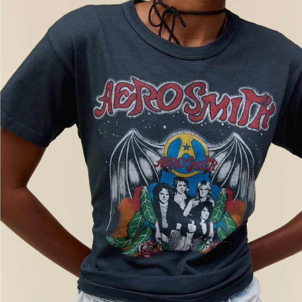 NWT DAYDREAMER AEROSMITH BACK IN THE SADDLE RINGER TEE, VARIOUS SIZES - Picture 1 of 3